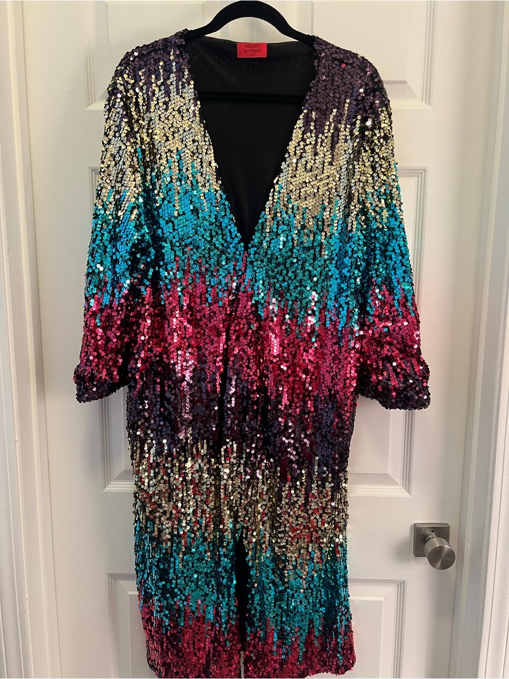 Sequin Ombre Long Cape Jacket in Multicolor